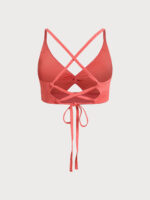 Red Jacquard Twist Plus Size Bikini Top - Image 7