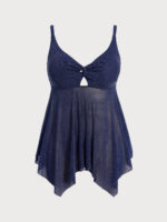 Blue Glitter Plus Size Tankini Top - Image 6