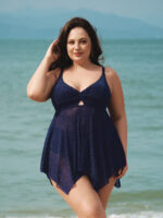 Blue Glitter Plus Size Tankini Top - Image 4