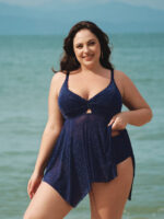 Blue Glitter Plus Size Tankini Top - Image 3