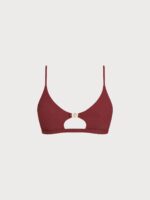 Wine Red Cutout Gold-Accented Bikini Top - Image 6