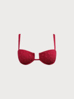 Wine Red Sparkle Textured Underwire Bikini Top - Image 5