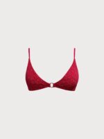 Wine Red Textured O-Ring Bikini Top - Image 10