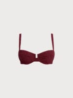 Wine Red Textured Underwire Bikini Top - Image 5