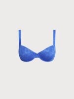 Blue Floral Textured Underwire Bikini Top - Image 6