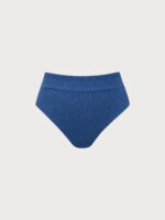 Blue Lurex High Waisted Plus Size Bikini Bottom - Image 5