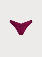 Burgundy Ruched Bikini Bottom - Image 7