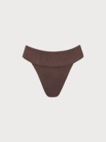 Dark Coffee Ribbed High Cut Bikini Bottom - Image 6