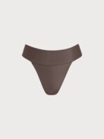 ECONYL® Dark Coffee Wide Waistband Bikini Bottom - Image 6