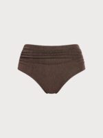 Dark Coffee Lurex Ruched Plus Size Bikini Bottom - Image 5
