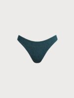 Dark Green Textured Full Coverage Bikini Bottom - Image 5