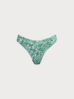 Green Print Textured Bikini Bottom - Image 6