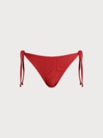 Red Solid Tie Bikini Bottom - Image 5