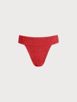 Red Textured High Cut Bikini Bottom - Image 7