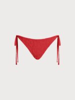 Red Textured Tie Bikini Bottom - Image 6