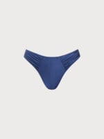 Blue Ruched Moderate Coverage Bikini Bottom - Image 7