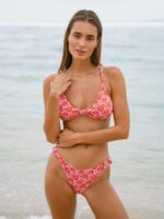 Red Rose Textured Elastic Bikini Bottom - Image 5