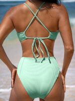 Cyan Ribbed Seam Full Coverage Bikini Bottom - Image 2