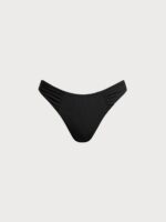 Black Ruched Natural Waisted Bikini Bottom - Image 5