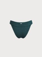 Dark Green Textured Natural Waisted Bikini Bottom - Image 7