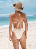 Off White Ruched Bikini Bottom - Image 3