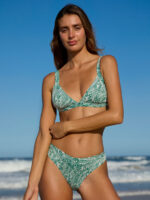 Green Print Textured Bikini Bottom - Image 4