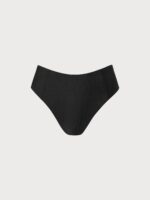 Black Ribbed Seam Full Coverage Bikini Bottom - Image 7