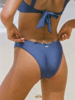 Blue Ruched Moderate Coverage Bikini Bottom - Image 2