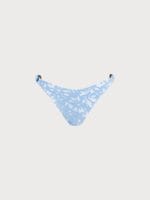 Light Blue Floral Textured O-Ring Bikini Bottom - Image 5