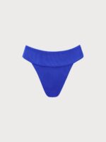 Blue Ribbed High Cut Bikini Bottom - Image 5