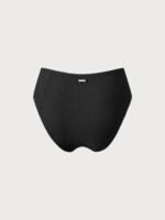 Black Ribbed Seam Full Coverage Bikini Bottom - Image 8