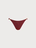 Wine Red Gold-Accented Bikini Bottom - Image 5
