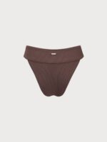 Dark Coffee Ribbed High Cut Bikini Bottom - Image 7