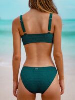 Dark Green Textured Full Coverage Bikini Bottom - Image 2