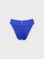 Blue Ribbed High Cut Bikini Bottom - Image 6