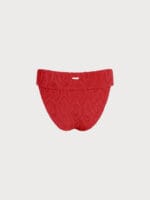 Red Textured High Cut Bikini Bottom - Image 8