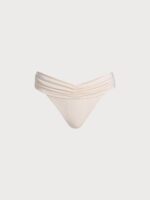 Off White Ruched Bikini Bottom - Image 4