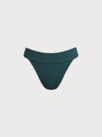 Dark Green Textured Natural Waisted Bikini Bottom - Image 6