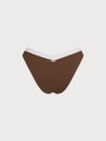 Brown Contrast Trim V-Cut Bikini Bottom - Image 7