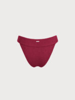 Red Textured Wide Waistband Bikini Bottom - Image 7