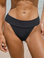 Black Wide Waistband Bikini Bottom