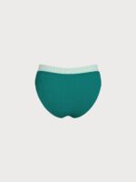 Green Contrast Trim V-Cut Full Coverage Bikini Bottom - Image 7