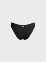 Black Ruched Natural Waisted Bikini Bottom - Image 6