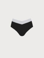 Black Contrast V Cut Plus Size Bikini Bottom - Image 5