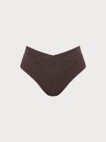 Dark Coffee Textured V Cut Plus Size Tankini Bottom - Image 5
