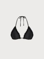 Black Ruffled Halter Triangle Bikini Top - Image 8