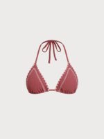Brick Red Stitch Triangle Bikini Top - Image 6