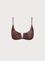 Leopard Print V Notch Lurex Bikini Top - Image 7
