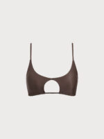 ECONYL® Dark Coffee Cut Out Bikini Top - Image 6