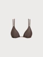 ECONYL® Dark Coffee Strappy Bikini Top - Image 4